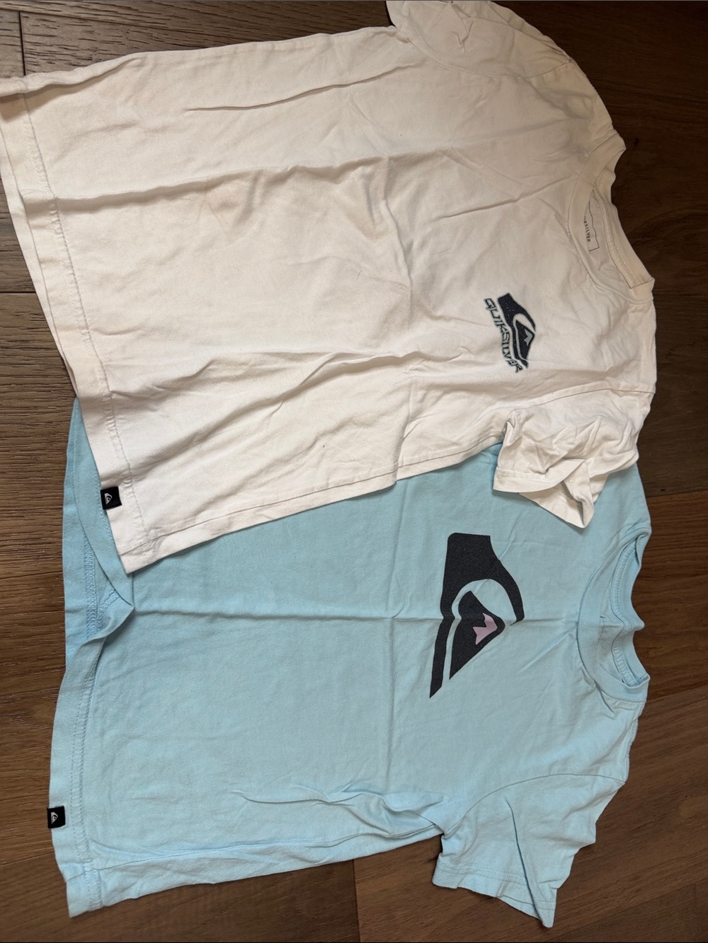 Quiksilver White & Light Blue Graphic Logo Tee Pair